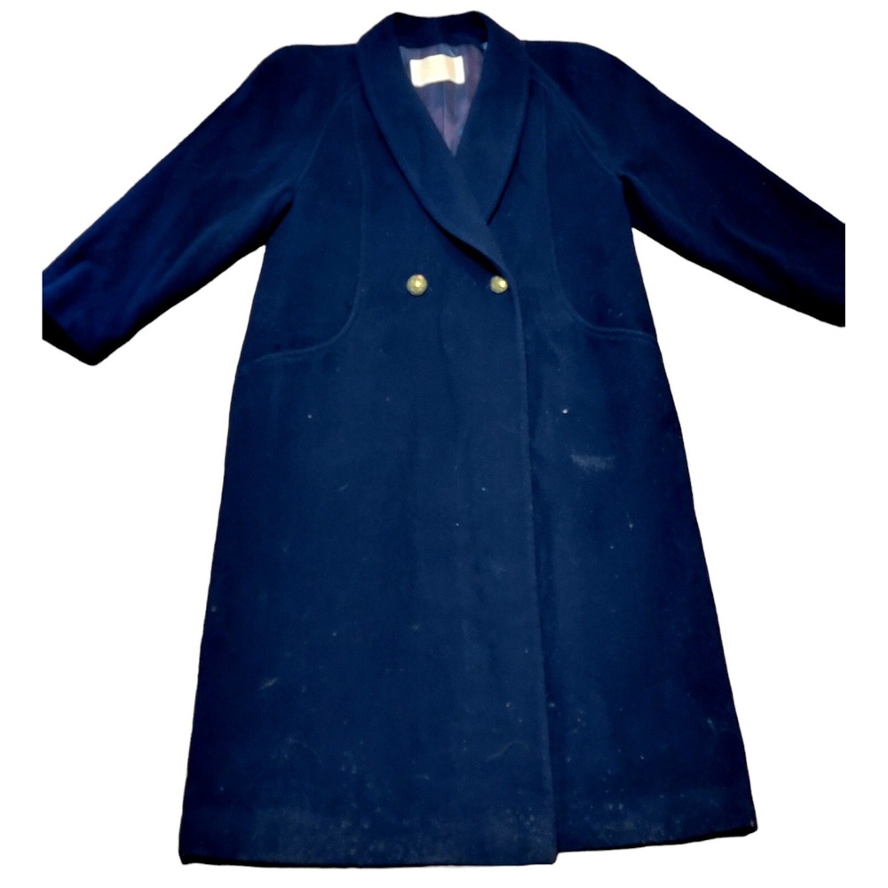 Vintage Woman's Pendleton 100% Virgin Wool Trench Coat Navy Blue Size 14